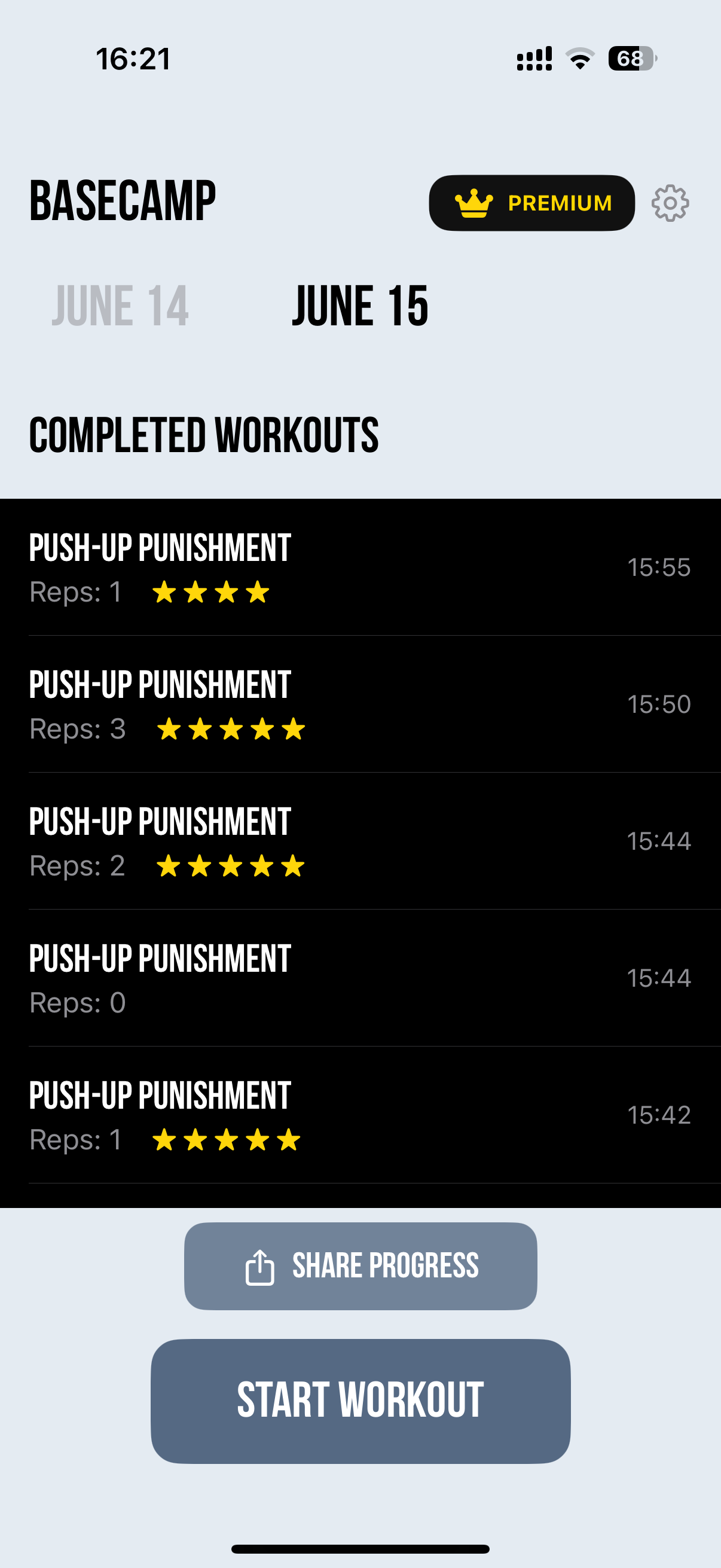 Iron Yeti Training Screen